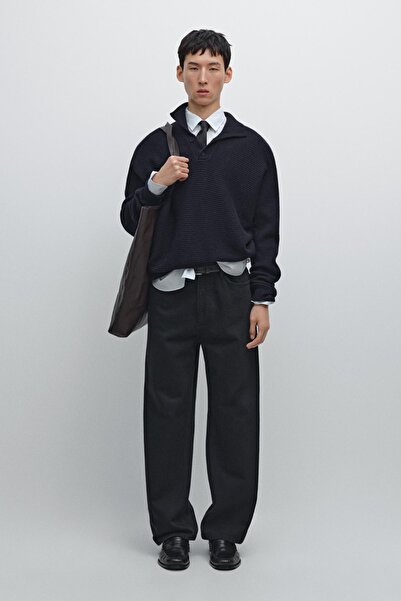 Massimo Dutti Yün karışımlı triko polo yaka kazak