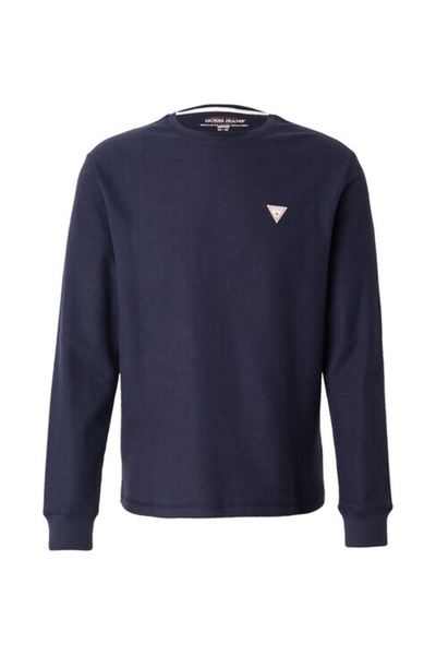 Guess Men's long sleeve ocean blue waffle knit t-shirt