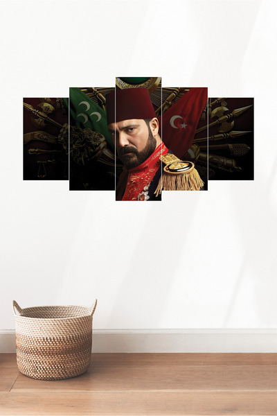 TABLOX Sultan Abdülhamid Padişah Osmanlı 5 Parçalı MDF Tablo Seti Hediyelik Eşya