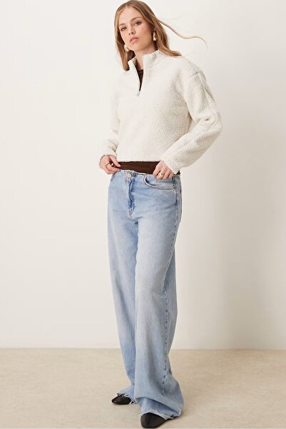 Calvin Klein Sport Sherpa Half Zip Sweatshirt Women's Half Zipper Relaxed Fit Crop Fleece Sweatshirt