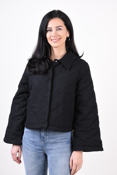 VILA Vivictoria short quilted jacket, Black, 40
