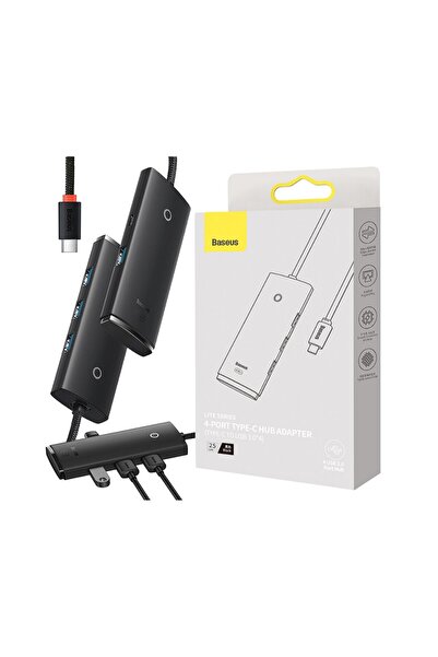 Baseus Εξωτερικό HUB Lite, θύρα USB: USB 3.0 x 4, σύνδεση USB Type-C, lungime 1m, negru