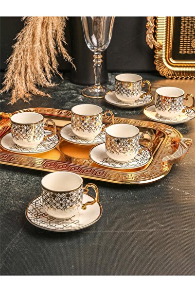 Paçi – ELİZA 6’lı Yaldızlı Türk Kahve Fincan Takımı – 90 ml