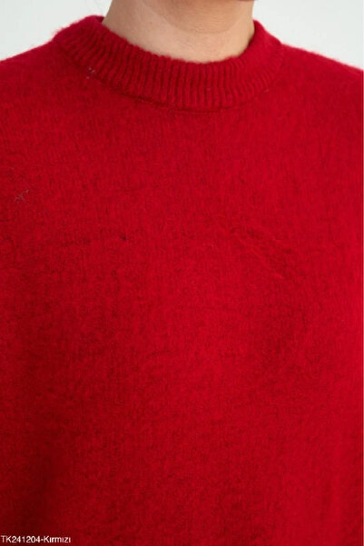 cemo Fuzzy Knit Oversized Crewneck Sweater Long Sleeve Jumpers