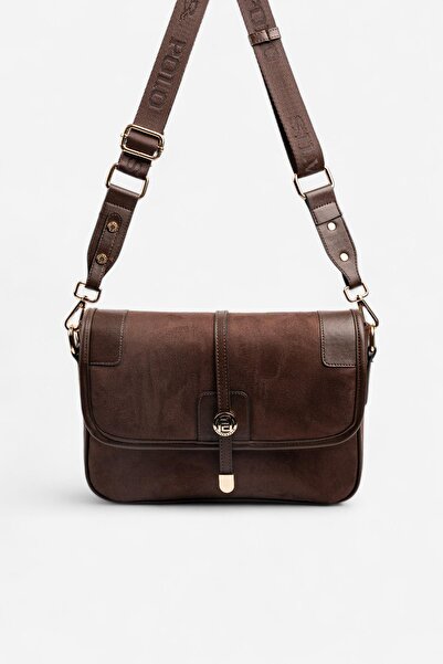 Silver Polo حقيبة كروس نسائية SP1182 من جلد الغزال باللون البني