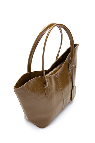 minebag Double Handle Faux Leather Hype Women's Shoulder Bag Mink