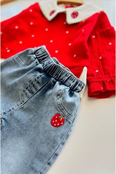 ZEYD ÇOCUK GİYİM Flower Embroidered Muslin Baby Girl Set