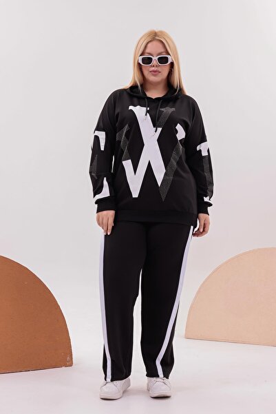 Siyezen Large Size Printed Stone Tracksuit Set