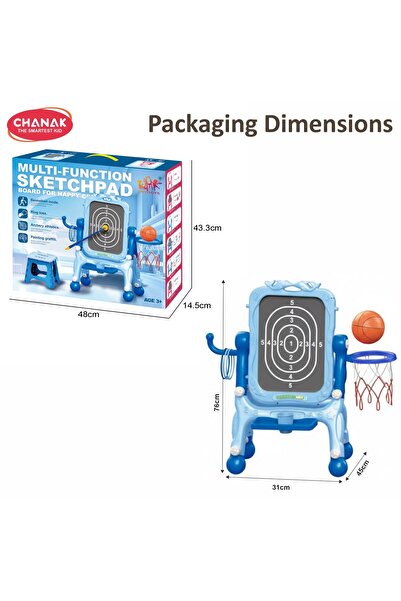 Chanak 4-in-1 Kids Sketchpad & Sports Board – Drawing Easel, Basketball, Ring Toss & Archery Set