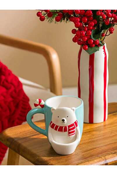 LC Waikiki Lcw Home Blue Christmas Themed Ceramic Mug 492 ml