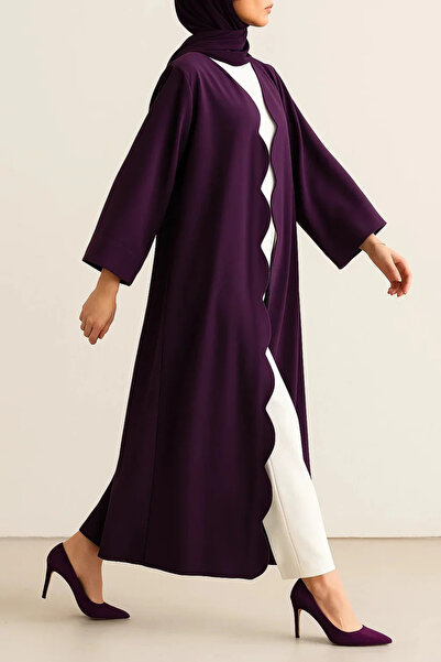 MayaCloset Wave Cut Detailed Long Woven Kimono & Kaftan & Abaya