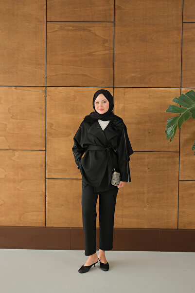 LOCCO Women's Sleeves Zipper Detail Suit Black