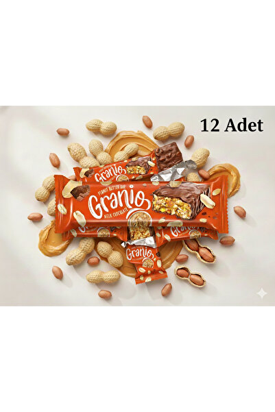 GRANIO Fıstıklı ve Fıstık Ezmeli Sütlü Çikolata Kaplamalı Bar 40 gr X 12 Adet