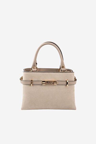 Silver Polo حقيبة يد نسائية SP1149 من جلد الغزال باللون البيج الرملي