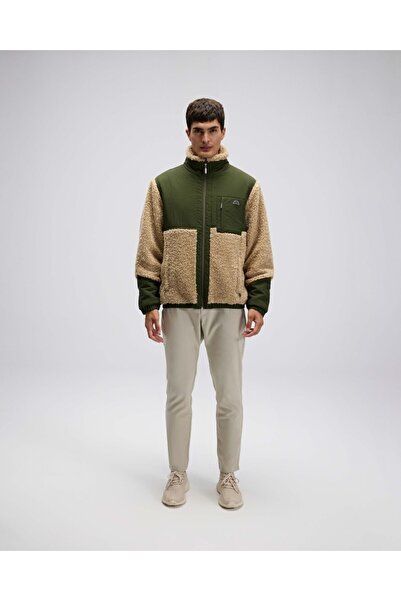 Ellesse معطف رجالي من الصوف باللون البيج مع سحاب أمامي EM511-BG