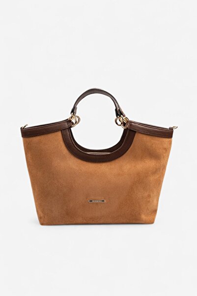 Silver Polo SP1189 Kadın El Çantası Süet Taba-Kahve