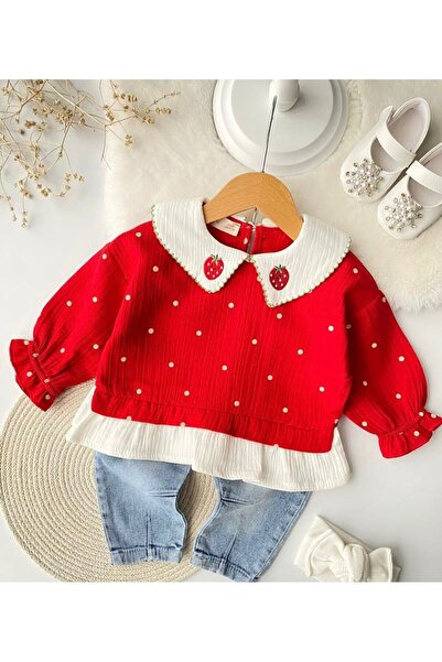 ZEYD ÇOCUK GİYİM Flower Embroidered Muslin Baby Girl Set