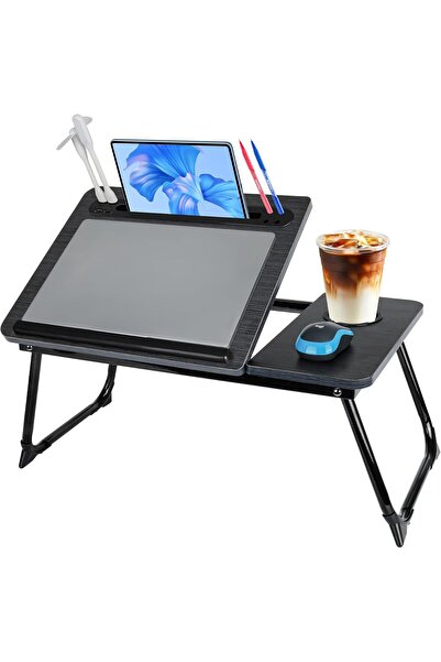 miletus Yükseltilebilir Siyah Laptop Sehpası Koltuk Çalışma Sehpası Yatak Seh...