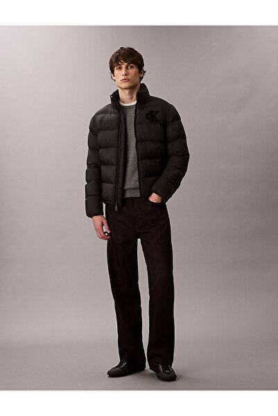 Calvin Klein Ανδρικό μαύρο παλτό με λογότυπο μάρκας κομψή εμφάνιση κατάλληλο για χειμερινή χρήση LV04RD528G UB1