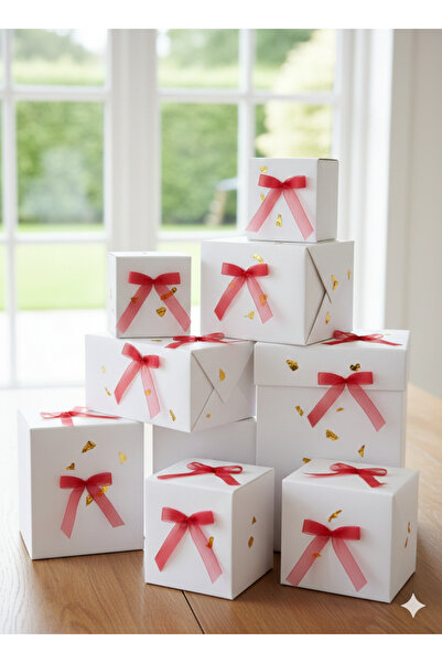 Deniz Party Store New Year 2 cm Red Organza Ready-Made Bow Ribbon 10 Pcs Balloon Cake Gift Decoration Ribbon