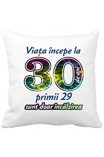 CRD PRINT Personalized pillow "Life begins at 30", 40x40 cm, polyester, white