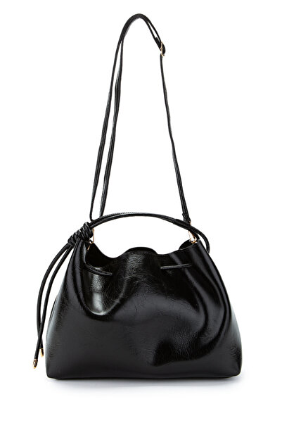 minebag Ruched Detail Yavru Çantalı Elin Women's Crossbody Bag Black