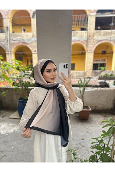 CUOCA LOUNGE Degrade Desenli Ekru - Siyah Soft Pamuk Şal