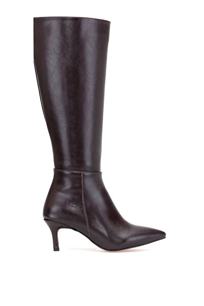 Ayakkabı Fuarı Γυναικείες μπότες με τακούνι Elit Brk612C καφέ