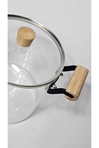 Casalina Borosilicate glass pot with lid and wooden handles 4.5 L