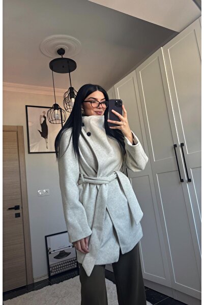 Gizuu Dik Yaka Kaşe Kaban