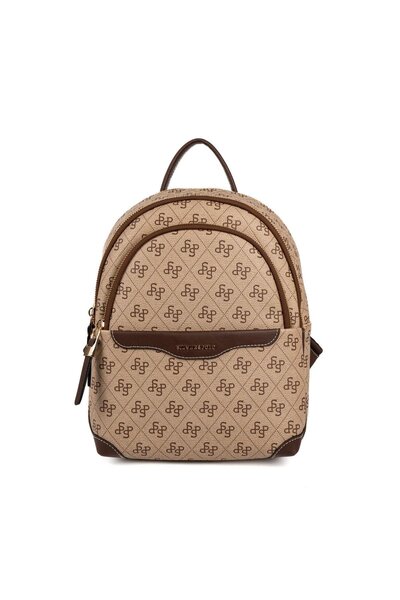 Silver Polo Silver & Polo Sp1265 Women's Backpack Monogram Dark Beige-Brown