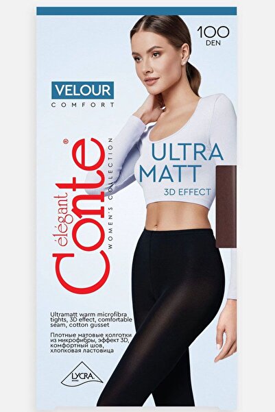 Conte Elegant Șosetă groasă, ultra mată, din microfibră cu efect de velur 3D 100 Den - Nero, 2-S Standard