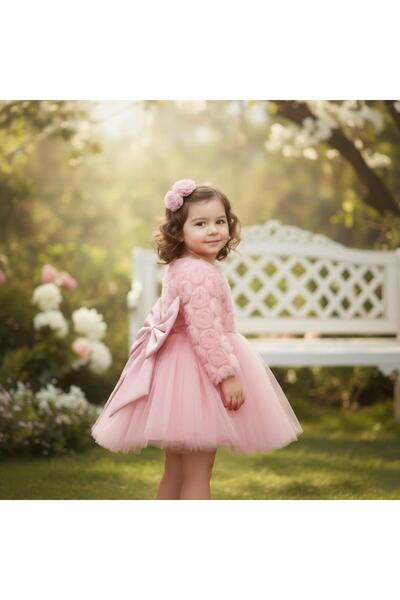 SweetMe 2-5 Years Old Multi-Layered Floral Special Occasion Birthday Girl Dress with Ribbon