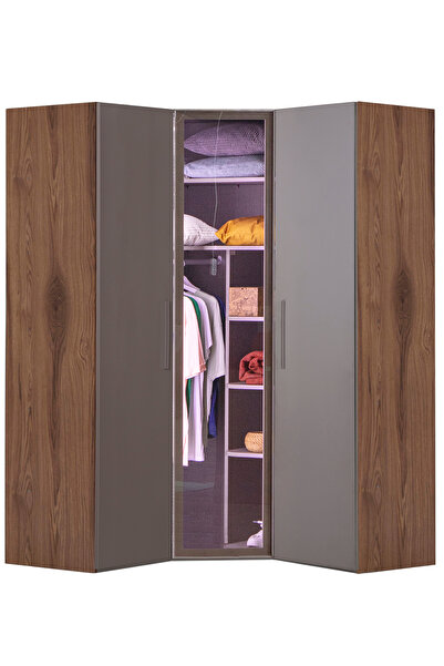 benim odam Atlas 3 Kapılı Cam Kapaklı Köşe Dolap Genç / Çocuk Odası 803