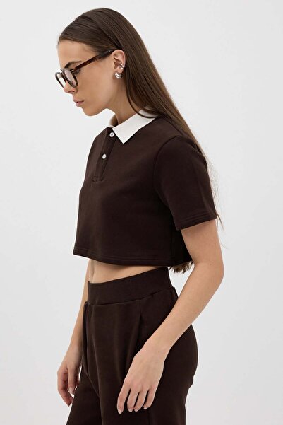 Buly Polo Neck Three Thread Crop T-Shirt
