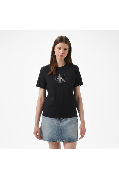 Calvin Klein Hero Classic Monologo Kadın Siyah T-Shirt