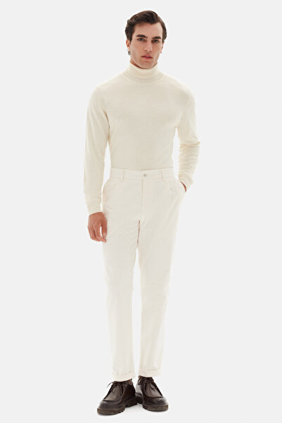 D'S Damat Ds Damat Comfort Fit Ecru Corded Fabric Velvet Fabric Trousers