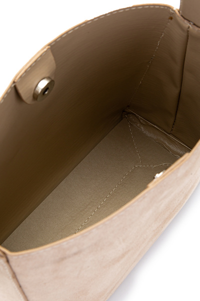 minebag Suede Alita Handbag with Belt Strap Detail Beige