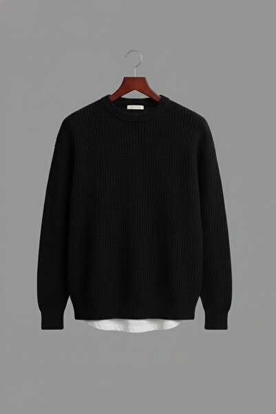 WKM Men's Oversized Cut Crew Neck Knitted Sweater