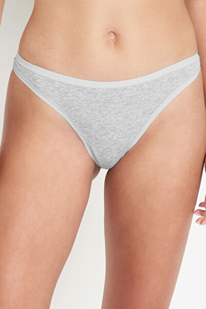 Yohannes Club Women'S, Cotton Basic Thong String Panties, Set of 4, Gray, Soft Touch Thong