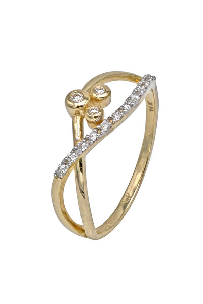 Gold Inel Aur de 14K cu Diamante