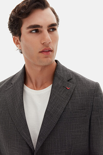 D'S Damat Ds Damat Comfort Fit Anthracite Melange Plain Fabric Jacket