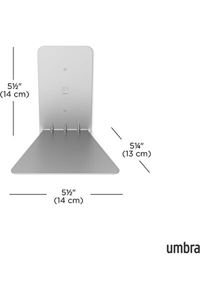 umbra Conceal Floating Bookshelf, L, Silver, Set of 3