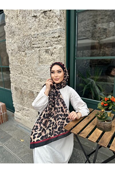 CUOCA LOUNGE Leopar Desenli Koyu Kahve Soft Pamuk Şal