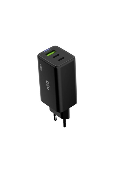 Bix BX3P66G 65W GaN 2 Type-C PD 3.0 ve USB-A QC Üç Portlu Hızlı Şarj Adaptörü...