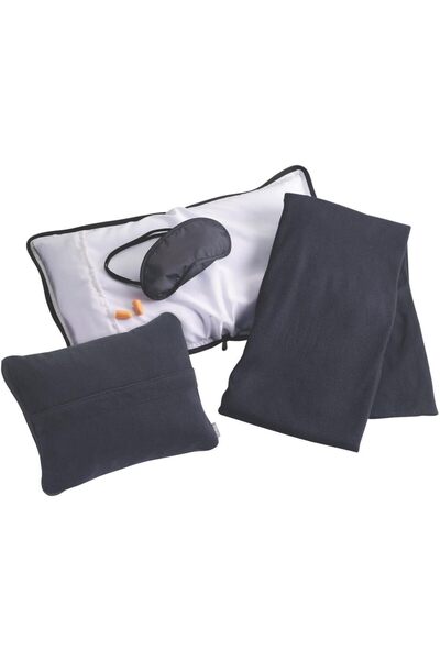 genernic Louis N. Clark Ultimate Travel Comfort Set - Inflatable Pillow, Wool Blanket, Eye Mask & Earplugs