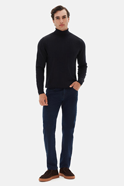 D'S Damat Ds Damat Regular Fit Navy Blue Plain Knit Sweater
