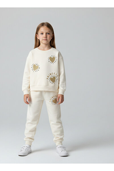 ALG Girl's Suit with Heart Embroidery Detail and Soft Texture