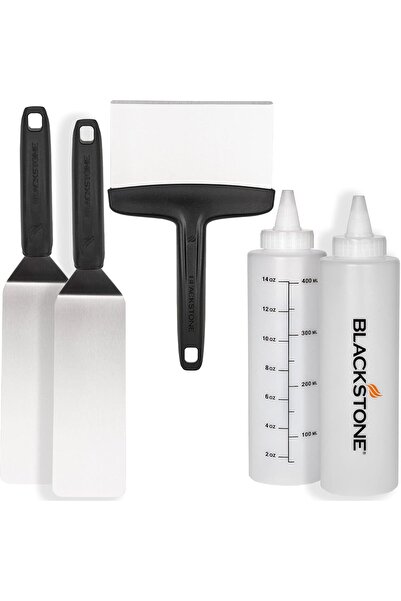 Blackstone 5-Piece Professional Grill Tool Set (473ml bottle, 2 spoons, scraper, cookbook)