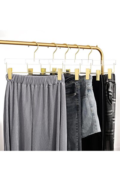 Generic Biser House Transparent Acrylic Hangers with Gold Hooks - 10 Pieces